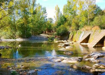 Fotografía del Río Salazar cerca del Camping Iturbero en Lumbier, Navarra.